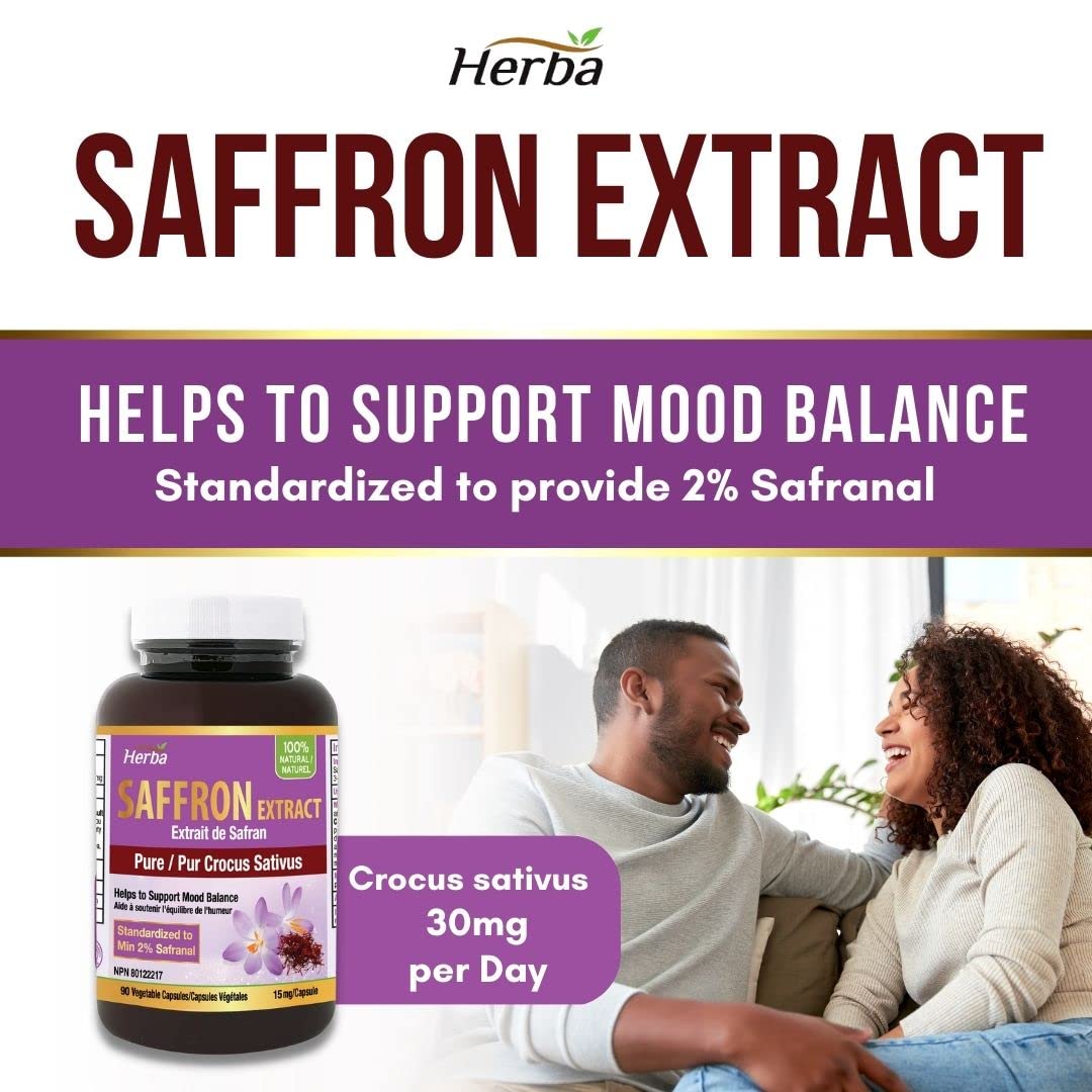 Saffron Supplement – 90 Capsules | Saffron Extract Standardized to 2% Safranal - Herba