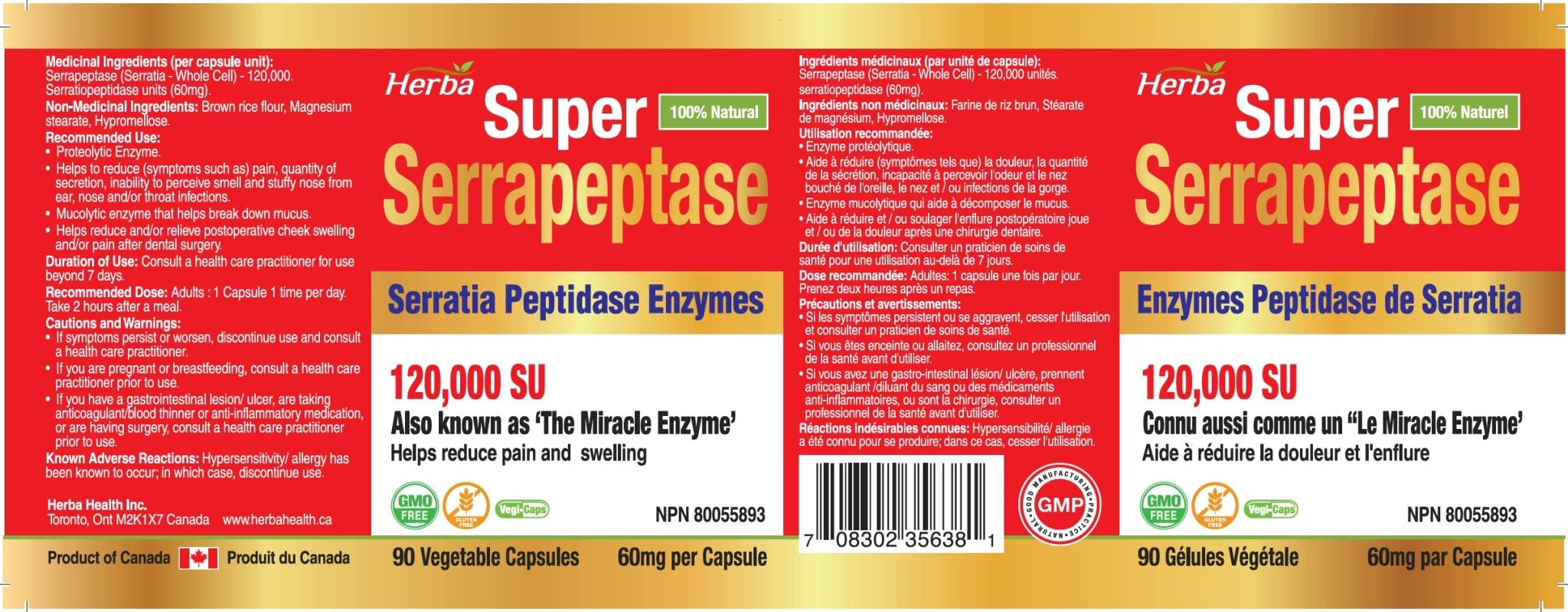 Serrapeptase 120,000 SU - 90 Vegetable Capsules - Herba