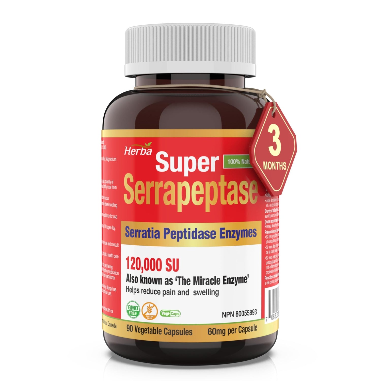 Serrapeptase 120,000 SU - 90 Vegetable Capsules - Herba