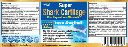 Shark Cartilage Capsules - 120 Capsules | 1,500mg Per Day | Shark Cartilage Supplement for Joints with Magnesium and Vitamin D3 - Herba