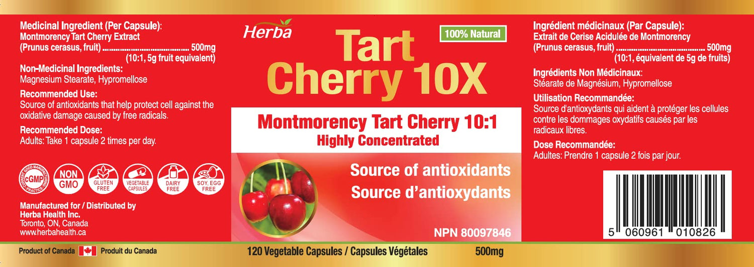 Tart Cherry Extract Capsules – 120 Capsules | 10,000mg Per Day - Herba