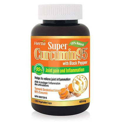 Turmeric Curcumin Capsules with Black Pepper | 120 Capsules | 95% Curcuminoids Turmeric Capsules for Inflammation - Herba