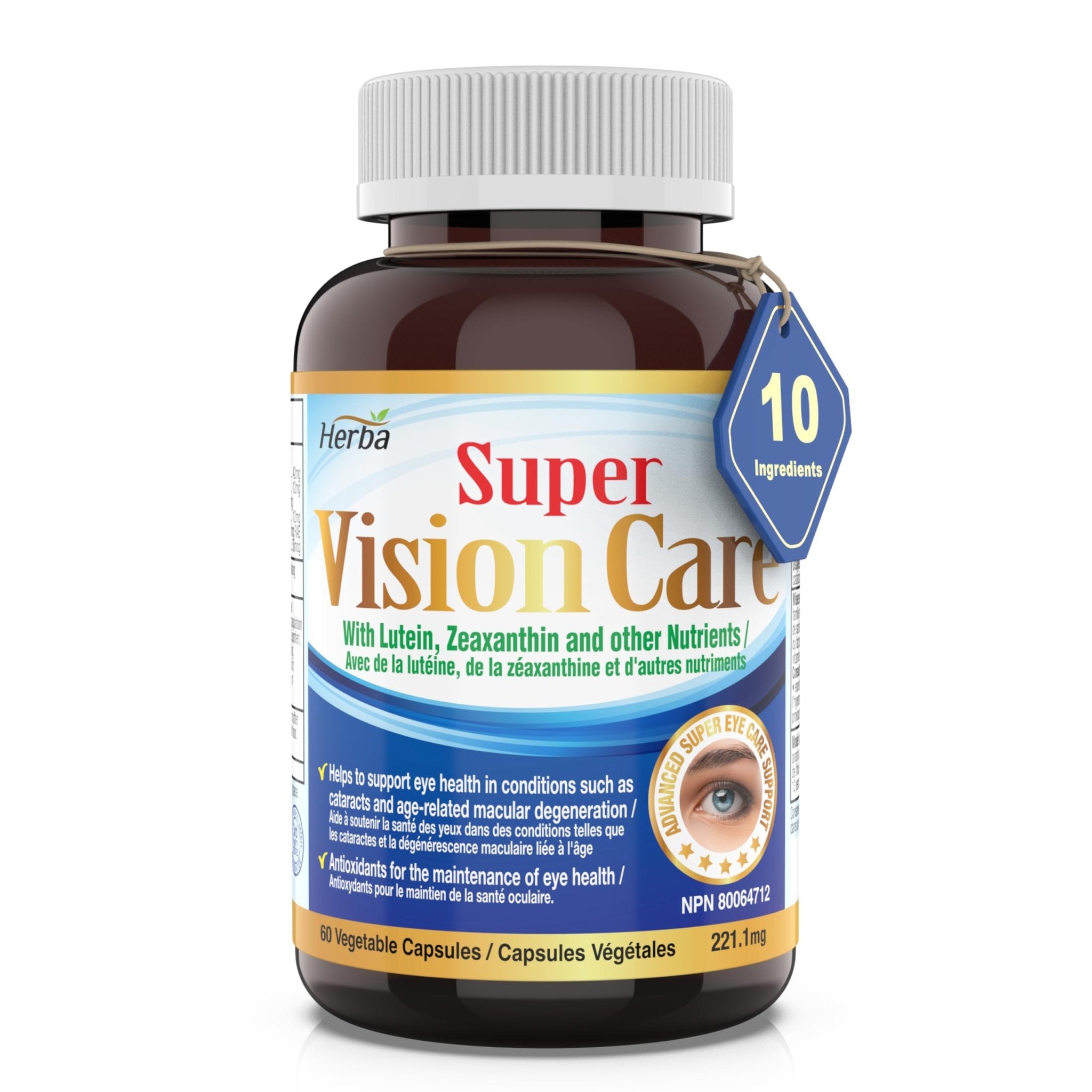 Vision Care Eye Vitamins with Lutein and Zeaxanthin Supplement – 60 Capsules - Herba