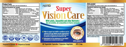 Vision Care Eye Vitamins with Lutein and Zeaxanthin Supplement – 60 Capsules - Herba